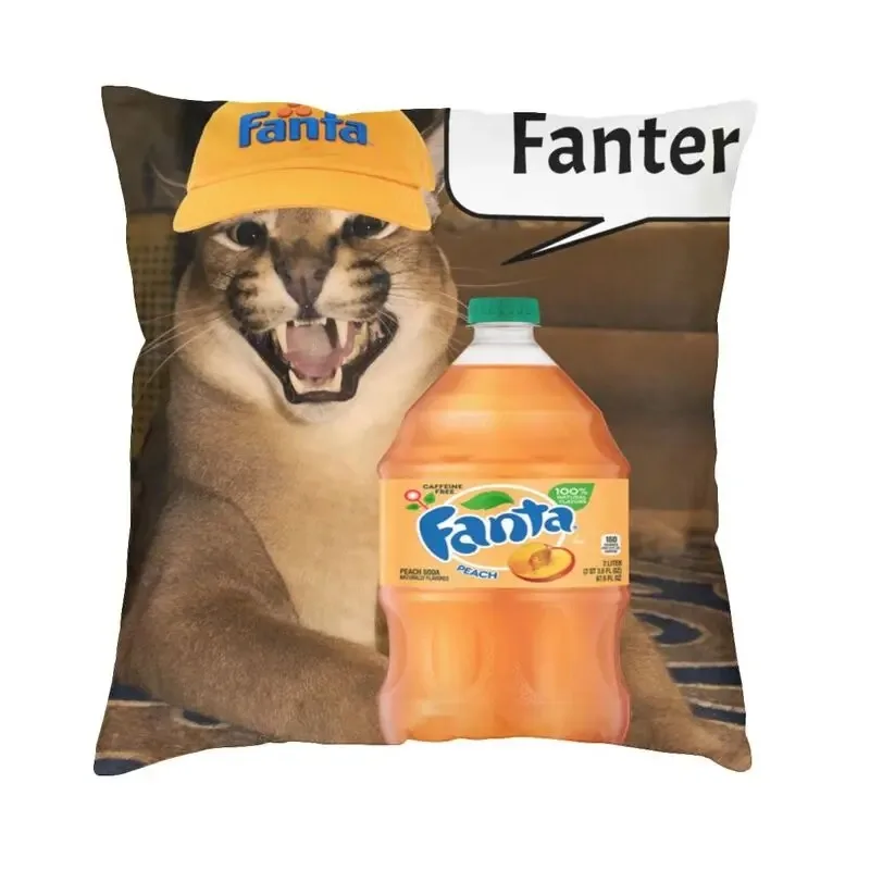 Fanter Big Floppa Cat Meme Cushion Cover 45x45 Decoration Print Funny Caracal Throw Pillow for Living Room Two Side