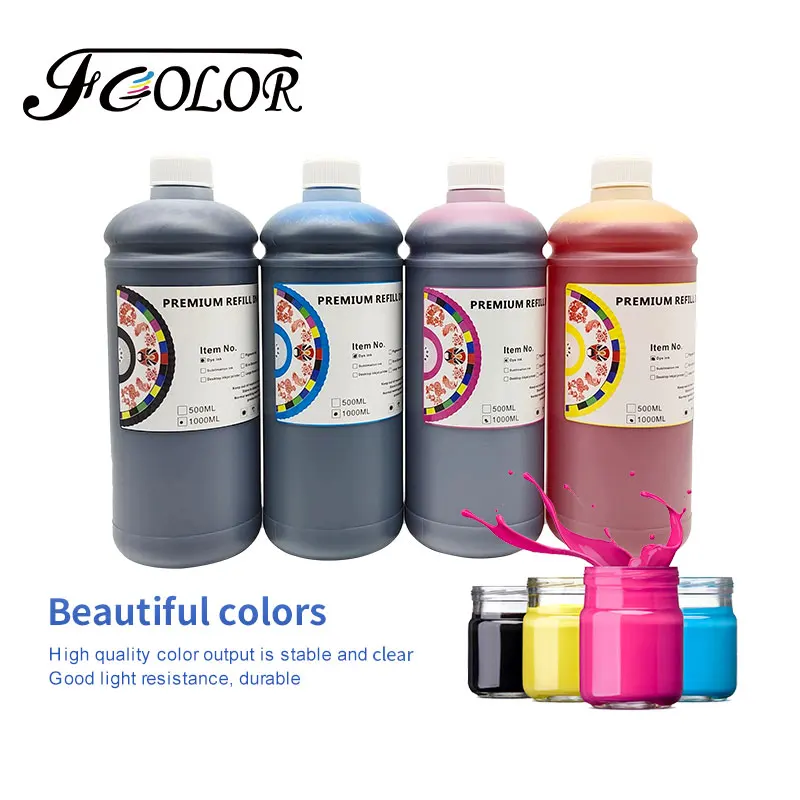 FCOLOR 1000ml Premium UV Dye Ink For Epson WorkForce Pro WP-4011 4023 4533 4540 4590 Printer Universal Refill Dye Ink