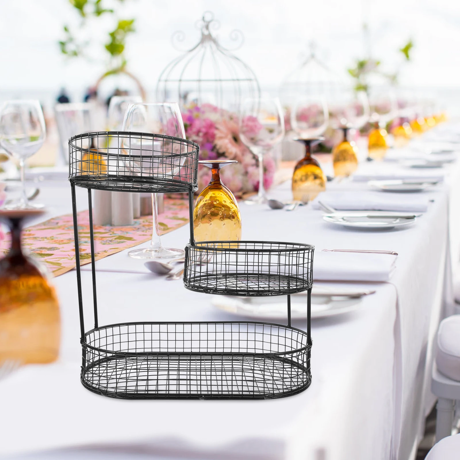 

3-Tier Metal Wire Fruit Basket Resistant Large Capacity Kitchen Counter Storage Simple Design Chic Home Decoration