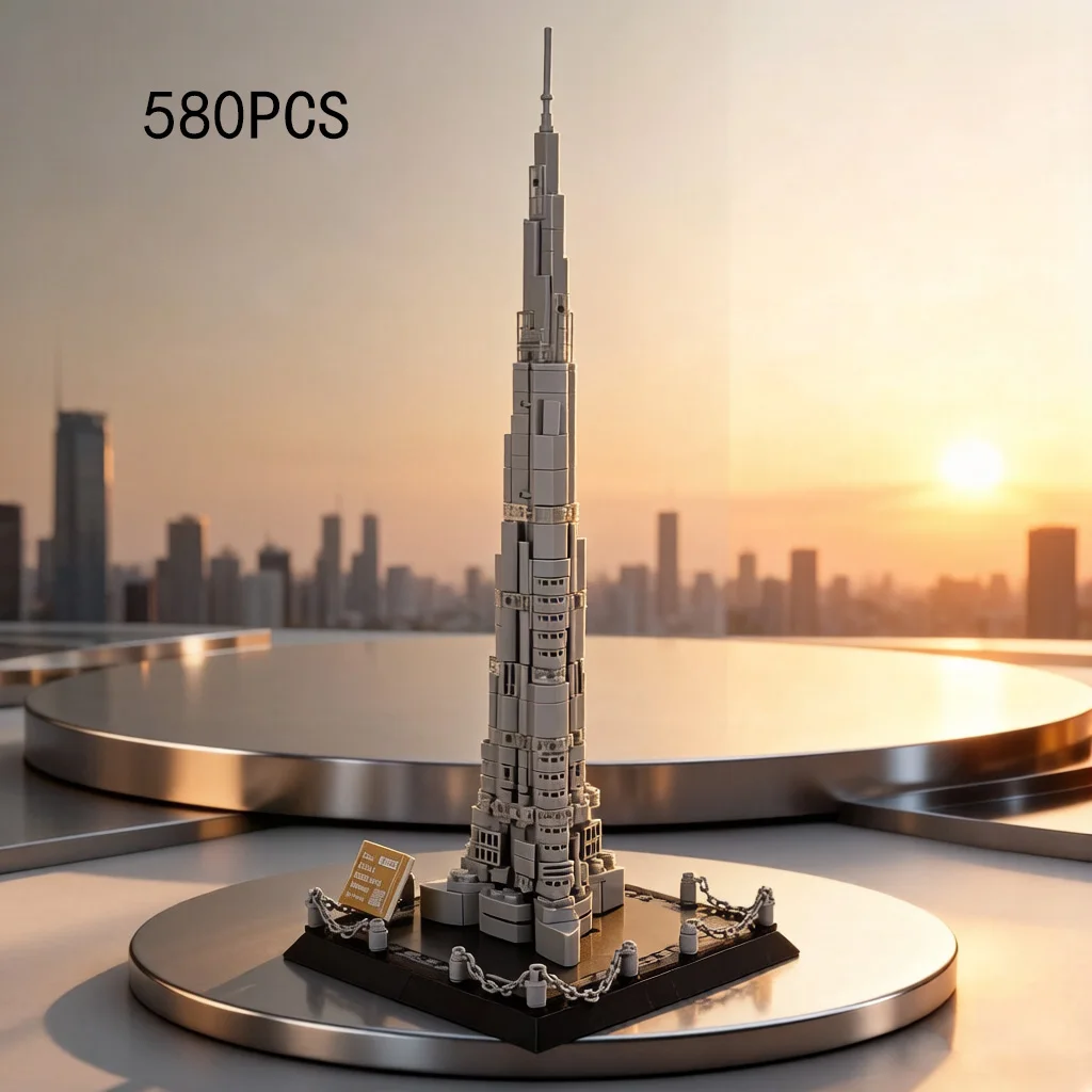 Decoración Creativa para el Hogar, Bloques de Construcción de Arquitectura Mundialmente Famosa, Emiratos Árabes Unidos, Dubái, Bloques de Construcción de la Torre Burj Khalifa, Juguetes de Modelos de los Emiratos Árabes Unidos