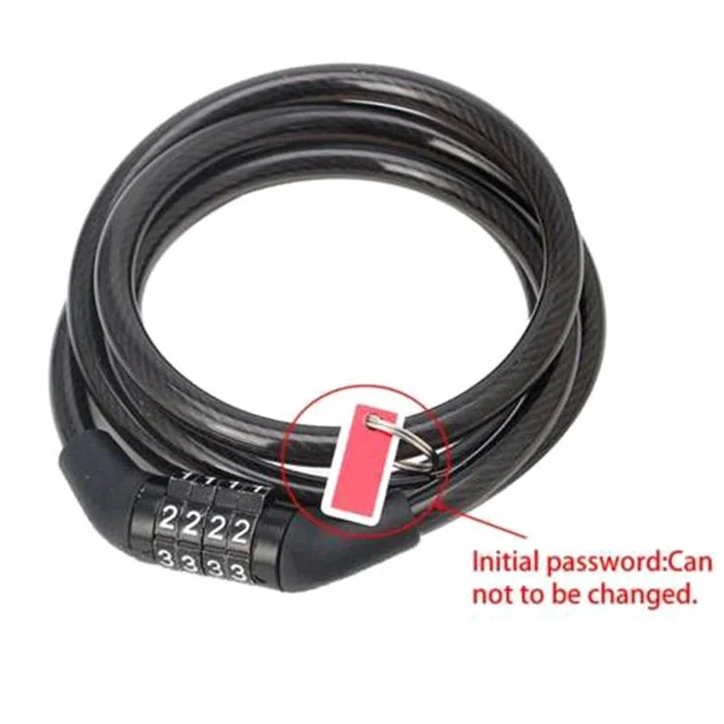 Bicycle lock with 4-digit password, anti-theft lock, bicycle safety accessories, steel cable bicycle lock image 4