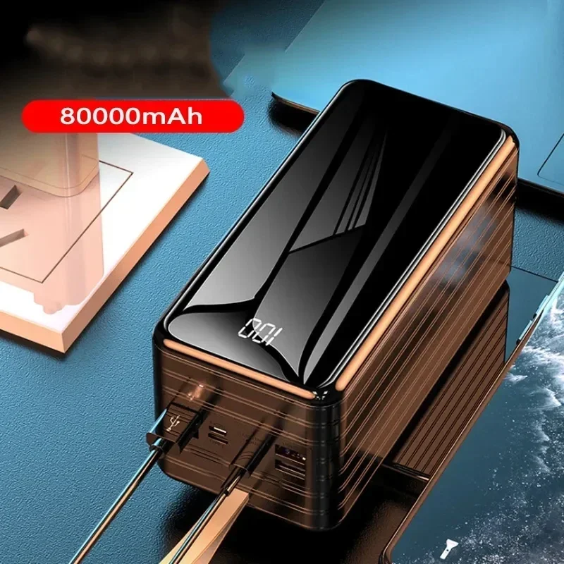 100%New Original High Capacity and Ultra Durable Power Bank 80000mAh Portable Power Bank Mobile External Battery Fast Charging