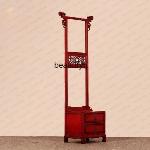 New Chinese solid wood hanger antique old elm coat rack personalized retro red old coat rack