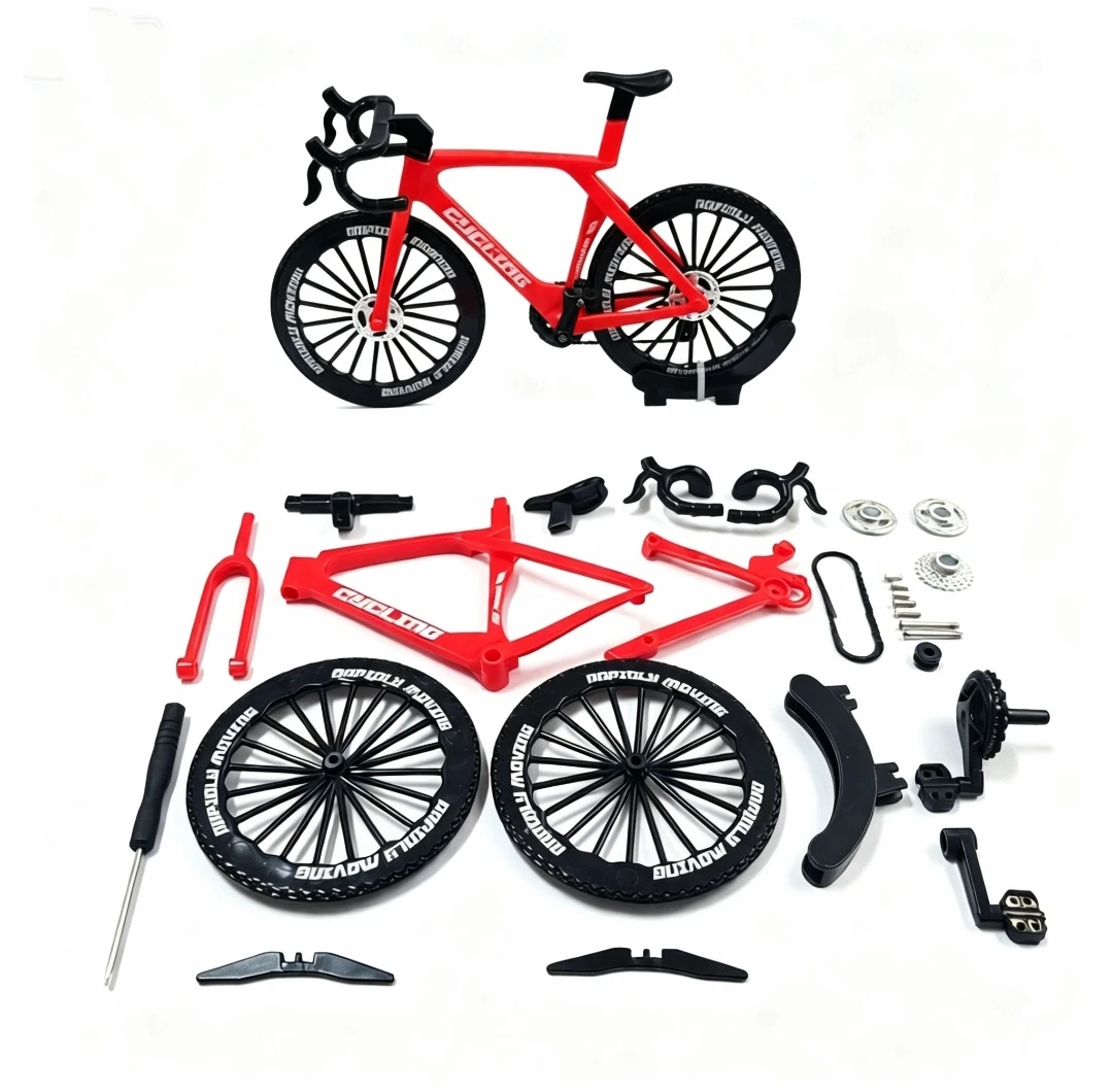 DIY Bicycle Model Alloy Drop Handlebar Tire Adjustable Mountain Bike Simulation Metal Road Racing Bike Toy, Boy and Girl Toys