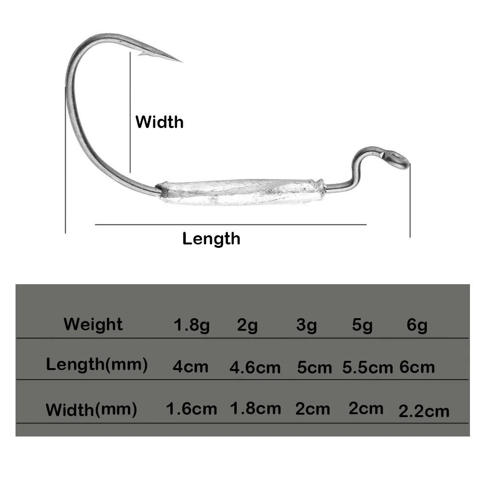 Fishing Soft Worm Hook With Lead Wide Belly Black Nickel Soft Lures Hooks Grub Texas Rig Barbed Fishhook Cylinder Lead Sinker