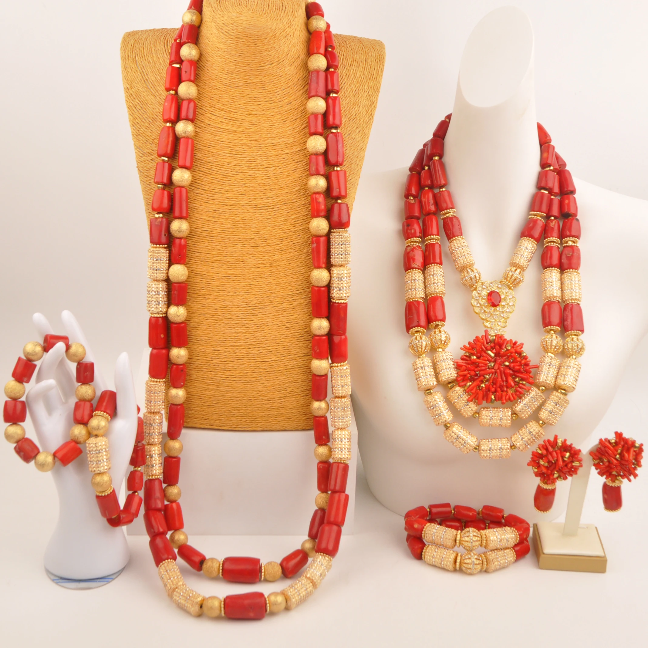 

Fashion Coral Jewelry Set Red African Wedding Necklace Bridal Jewellery