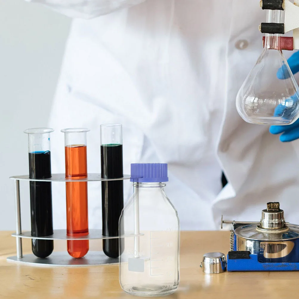 

2Pcs Clear Glass Lab Reagent Bottles Graduated Leakproof Sealed Caps Wide Mouth Vials for Precise Chemical Media Storage