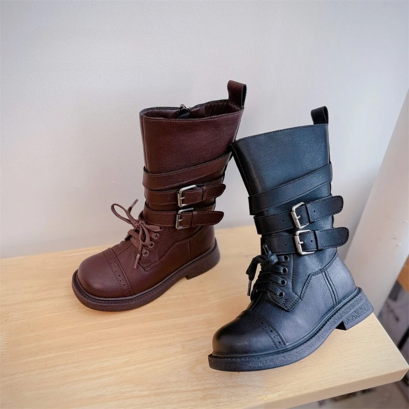 

Новые зимние модные высокие сапоги, детские туфли принцессы для выступлений для девочек, теплые плюшевые студенческие детские уличные ботинки челси