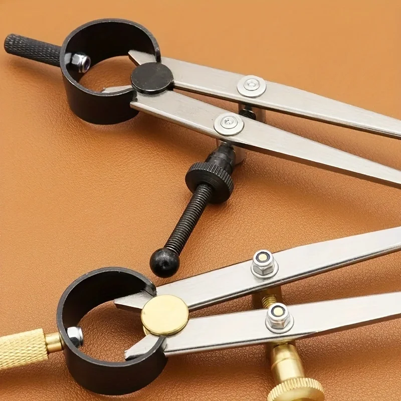 조정 가능한 가죽 나침반 잠금 가능한 분할기 날개 크리저 DIY 가죽 공예 회전 라인 스크라이빙 게이지 켈리퍼 도구