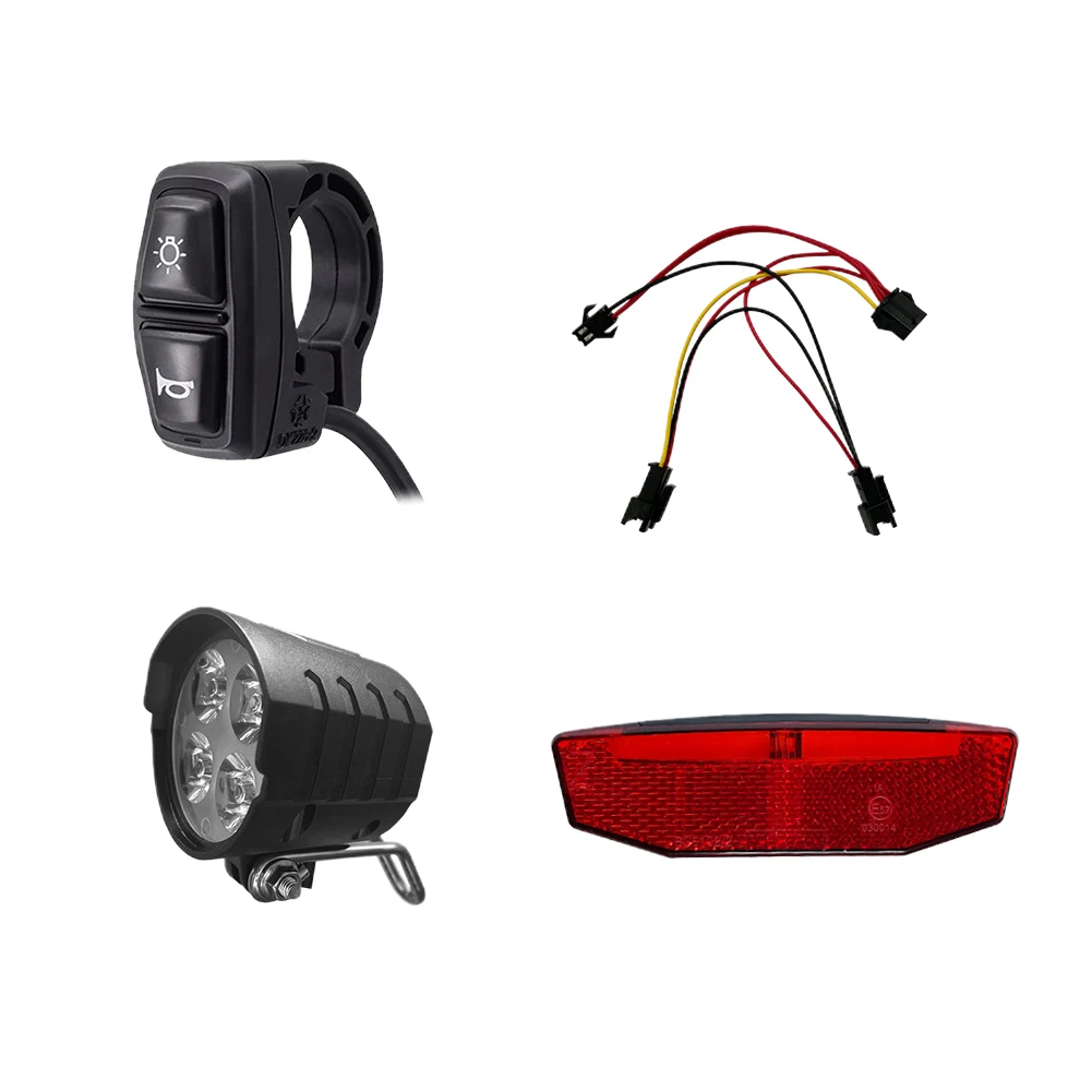 Ebike Parts PC+ABS 36V-60V 880-1640mm Cable Bicycle Light Set Ebike Taillight DK226 Switch Cable Electric Bike