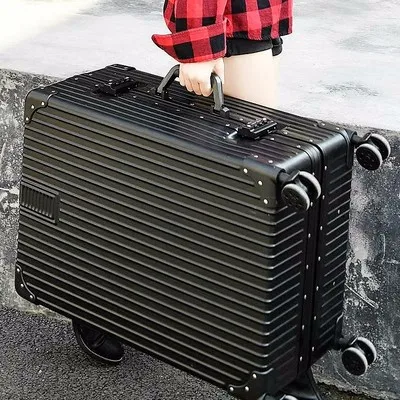 (26) Retro aluminum frame suitcase for men, silent 22-inch code mother-and-child 24-inch suitcase trolley case