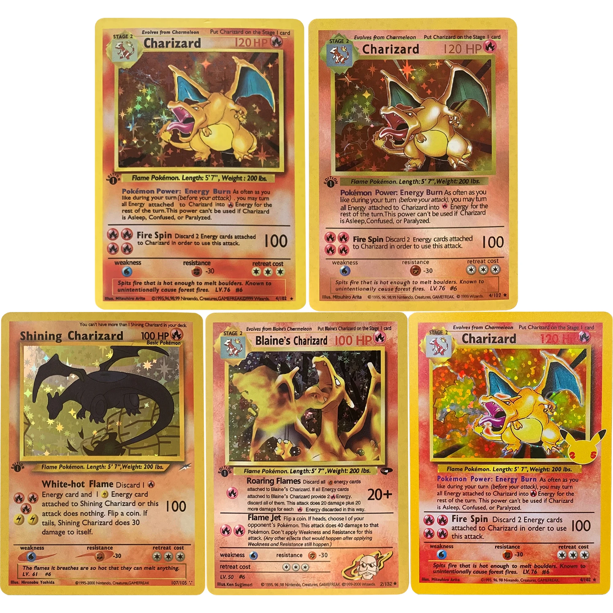 Diy 1996 Years Basis Set PTCG Gen 1 Charizard Mew Mewtwo Lugia Illustrator Collection Cards Classic Game Anime Gift Toys