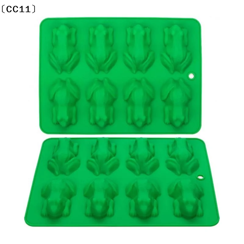 Moldes de silicona 3D de rana para fondant, dulces, chocolate, gelatina, yeso, resina epoxi, crayones y decoración de pasteles〔CC11〕
