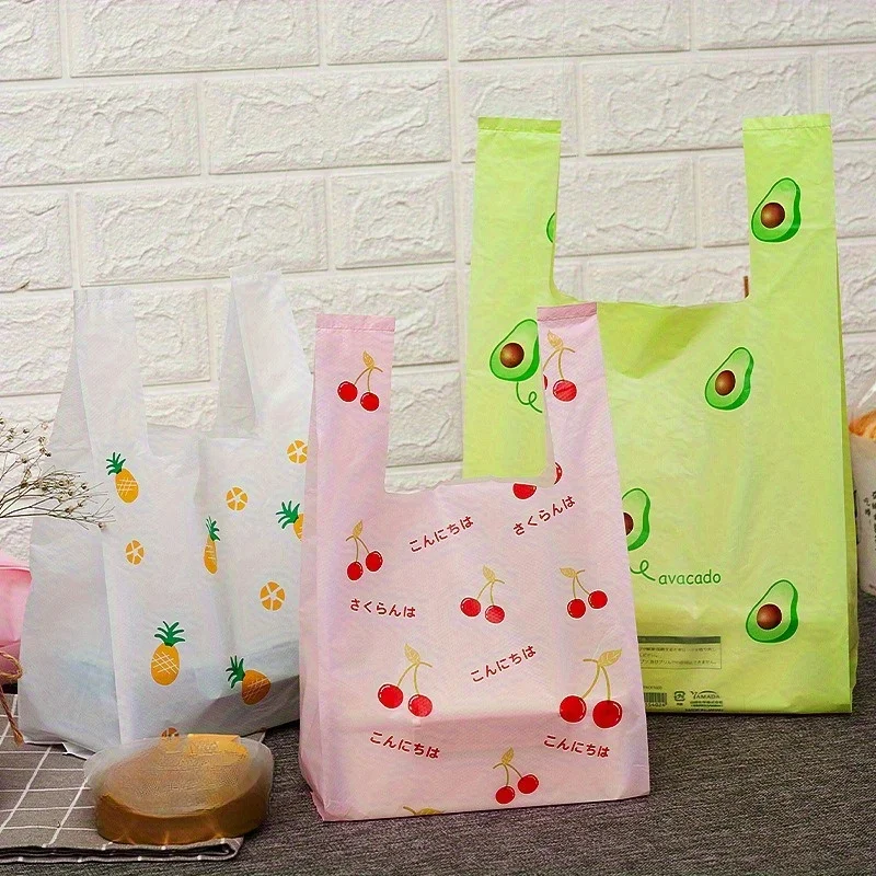 أكياس تسوق بلاستيكية بنمط فاكهة الكرز، حقائب يد عصرية، مثالية لحفلات الزفاف، وحفلات أعياد الميلاد، والحلوى، والشوكولاتة