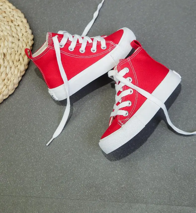 Scarpe di tela per bambini autunno High Top Lace up scarpe Casual moda Versatile suola morbida neonati maschi scarpe sportive 20-38