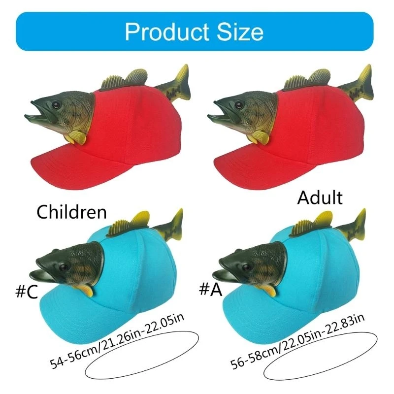 Novelty 3D Fish Hat for Parent Child Funny Fish Animal Baseball Hat for Birthday Party Creative Theme Party Hat Headwear