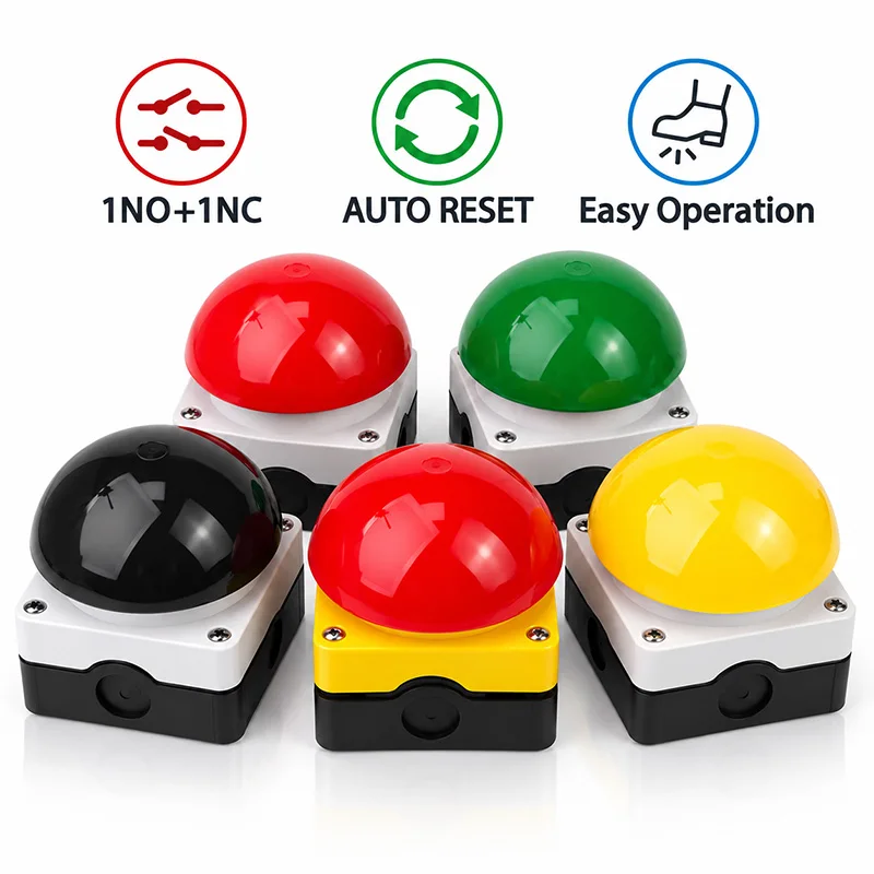 IP65 Waterproof Emergency Stop Push Button Switch 1NO Mushroom Head Self Locking Reset Foot Hand Control for Industrial Machine
