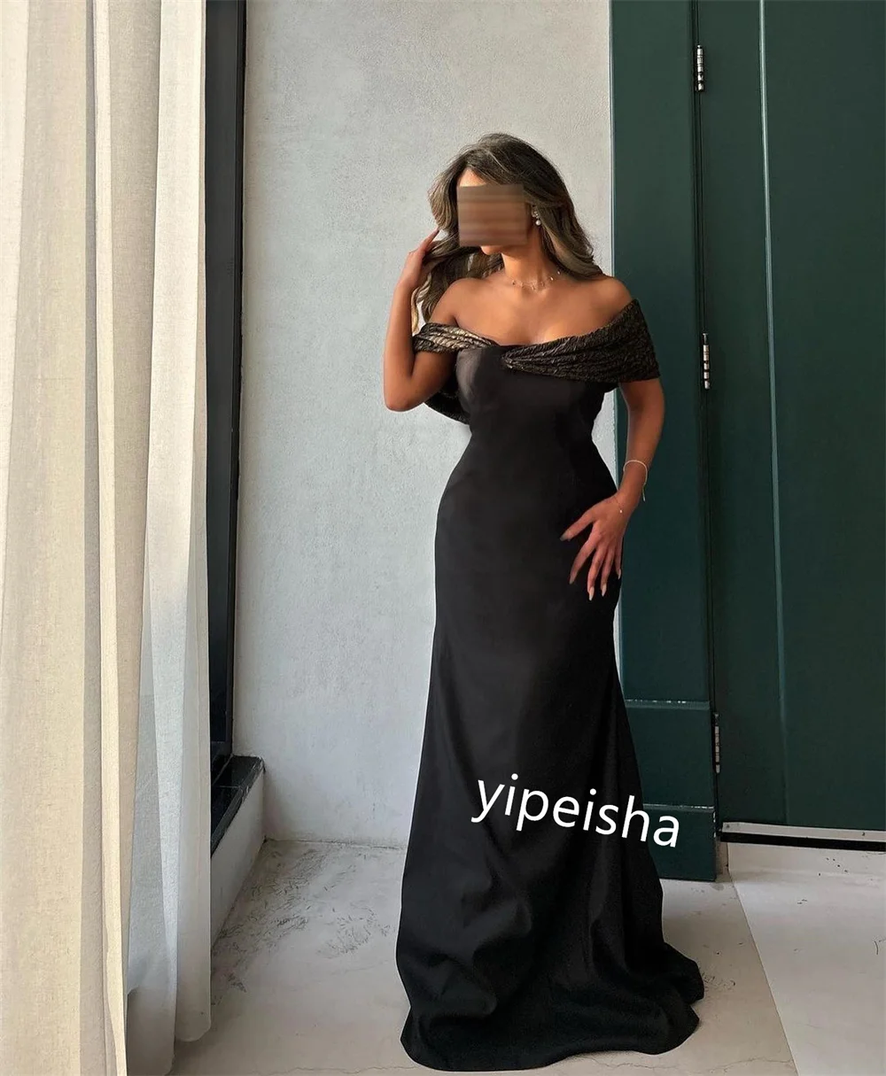 Jiayigong  Jersey Pleat Celebrity Sheath Off-the-shoulder Bespoke Occasion Gown Long Dresses Saudi Arabia  