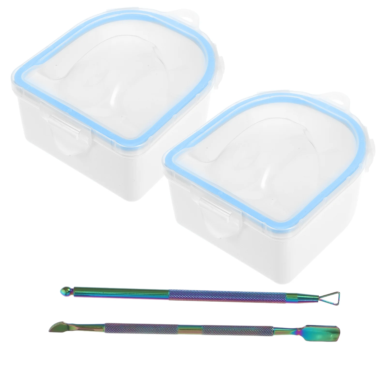 1 ชุดสีฟ้าเล็บแช่ชามเล็บสปาเครื่องมือมือสําหรับผิวอ่อนนุ่มกําจัด WARM Water Treatment ก่อนเล็บ