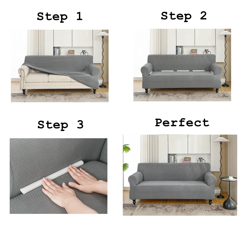 Waterproof Jacquard Sofa Cover for Livingroom Bedroom L Shape Adjustable Couch Cover 1/2/3/4 Seater Elastic Slipcover Sofa Cover