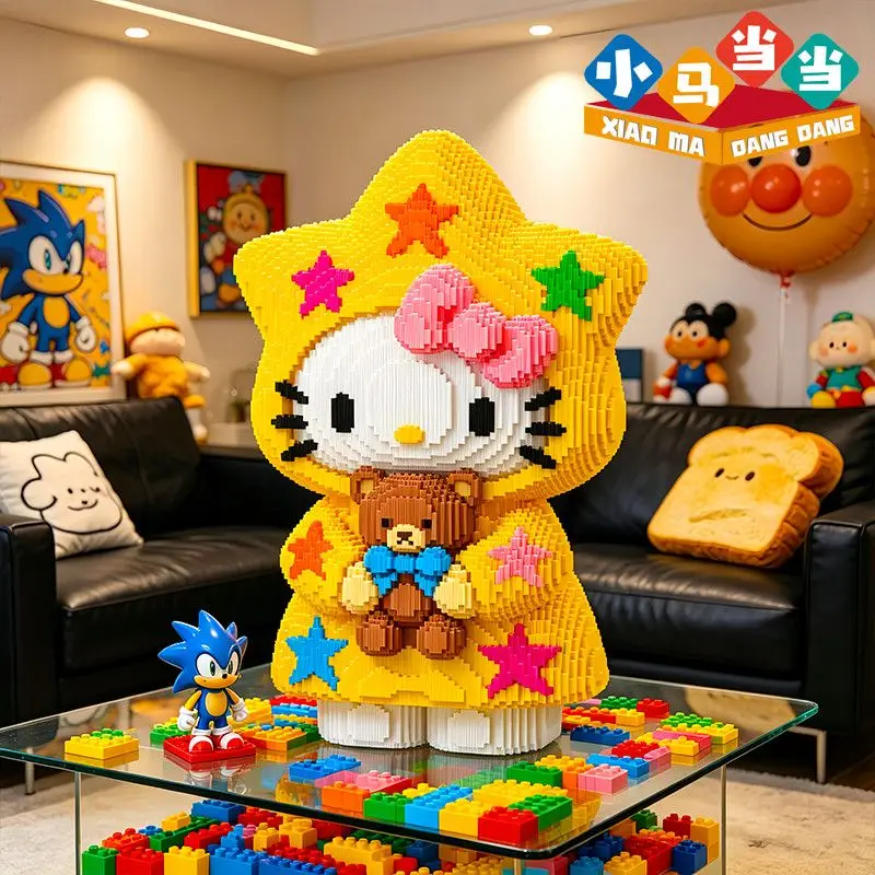Großes Hello-Kitty-Ornament, kompatibel mit Lego, kleiner Baustein, anspruchsvolles Spielzeug für Erwachsene, Geburtstagsgeschenkidee, neues Design.