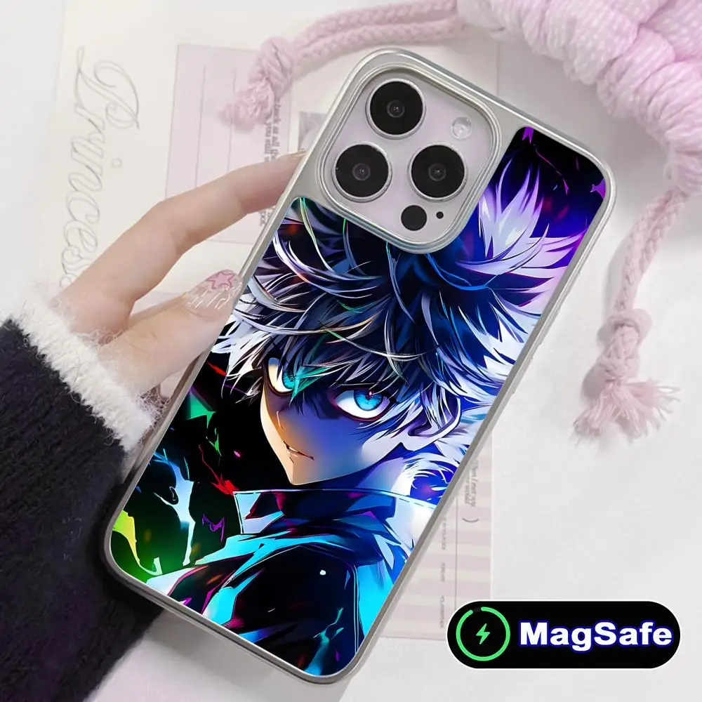 

Чехол для мобильного телефона Hunter Killua для iPhone 17, 16, 15, 14, 13, 12, 11 Air Pro Max Plus Magsafe с серебряным покрытием, красочный чехол