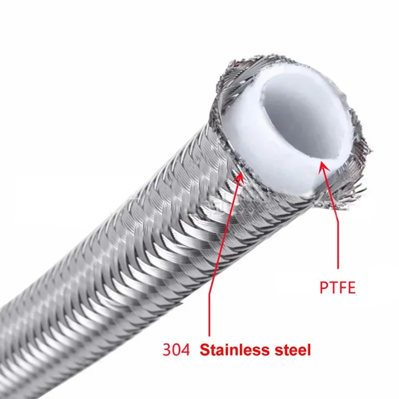 Manguera de freno de PTFE trenzada de acero inoxidable 304, manguera de enfriador de aceite y combustible, AN3, AN4, AN6, AN8, AN10, 1M/2M/3M/5M