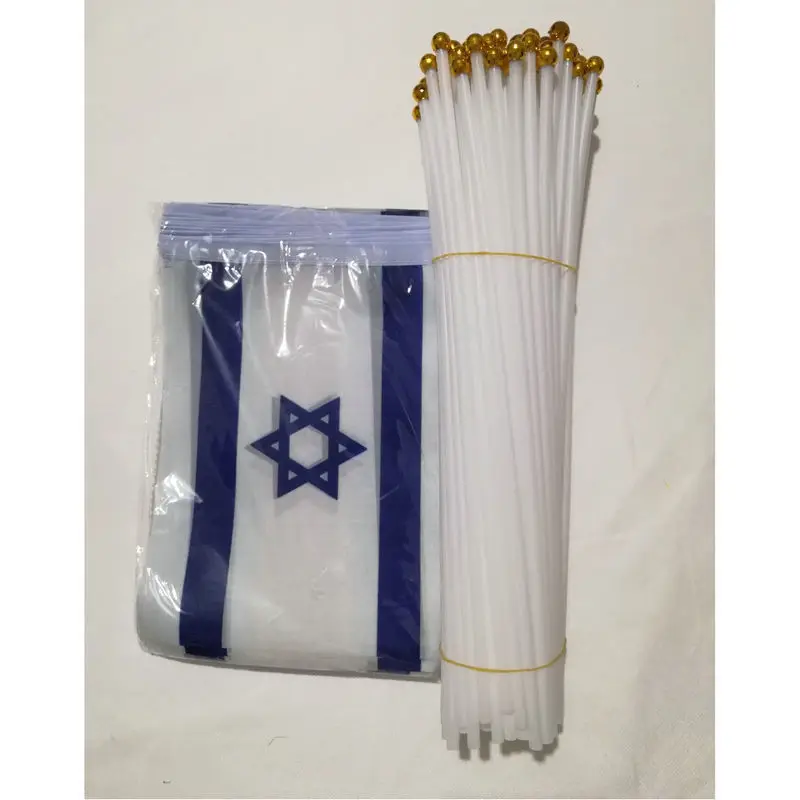 Z-ONE FLAG 100pcs Israel Hand Flag 14*21cm Israel Israeli National Flag Small Hand Held Waving Flag Indoor Outdoor Home Decor