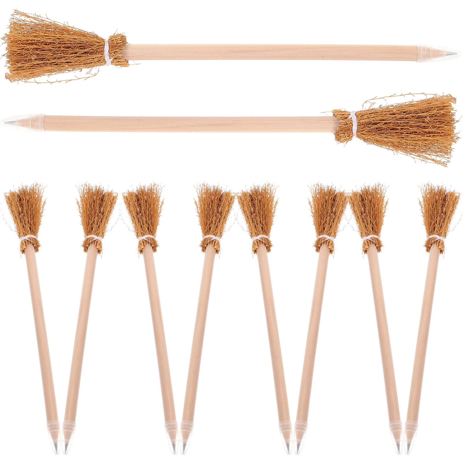 

10 Pcs Brooms Halloween Witch Pen Pencil (Broom Pencil) 10pcs Eraser Child Decor