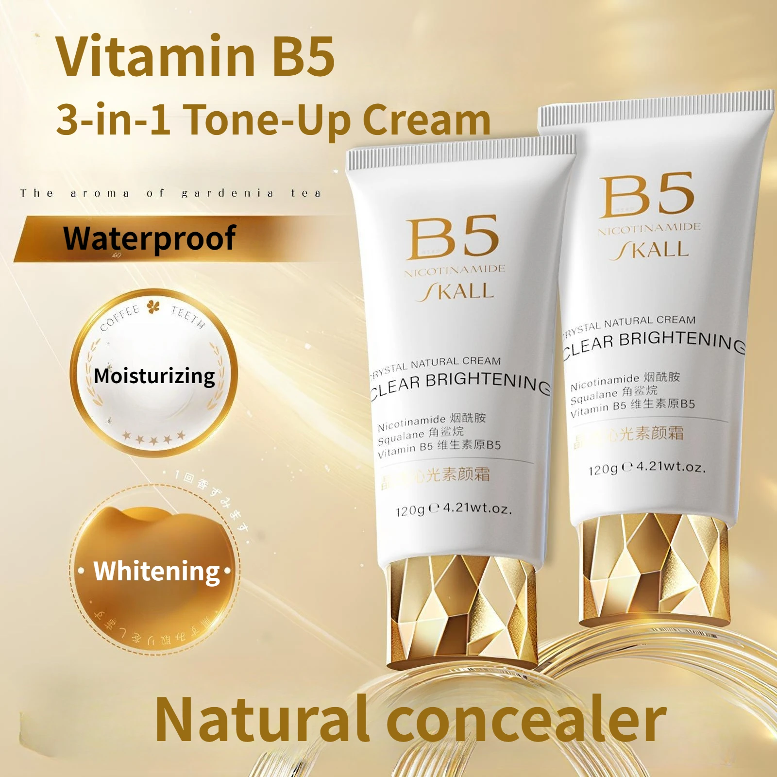 

Nicotinamide Vitamin B5 3-in-1 Tone-Up Cream - Face & Body Brightening Base, Sheer Coverage & Natural Glow, All-Over Use