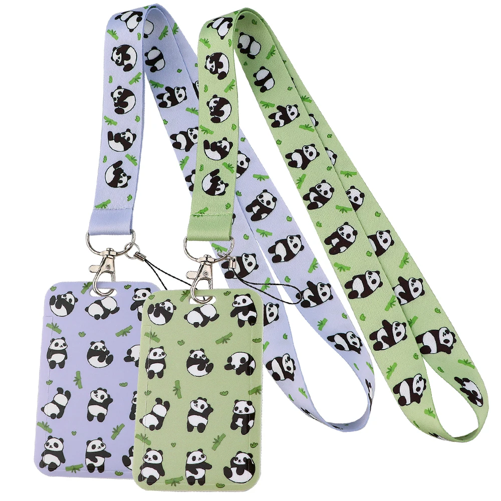 Cute Panda Bamboo Cartoon Lanyard for Key Neck Strap ID Card Badge Holder Key Chain Key Holder Keyring Accessories Holiday Gift