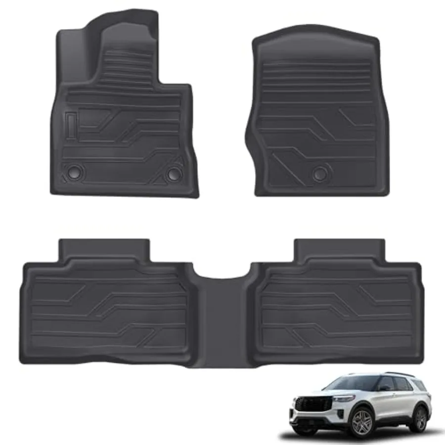 

Коврики для пола для Ford Explorer 2020-2026 (6/7 мест), на заказ, из TPE, всепогодные, для 1-го и 2-го рядов, черные