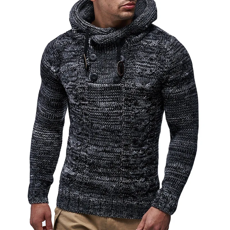 Men's Knitted Hat High Collar Sweater Autumn Winter Large Size Cross-Border Men's Clothing Comfortable Breathable Long Sleeve