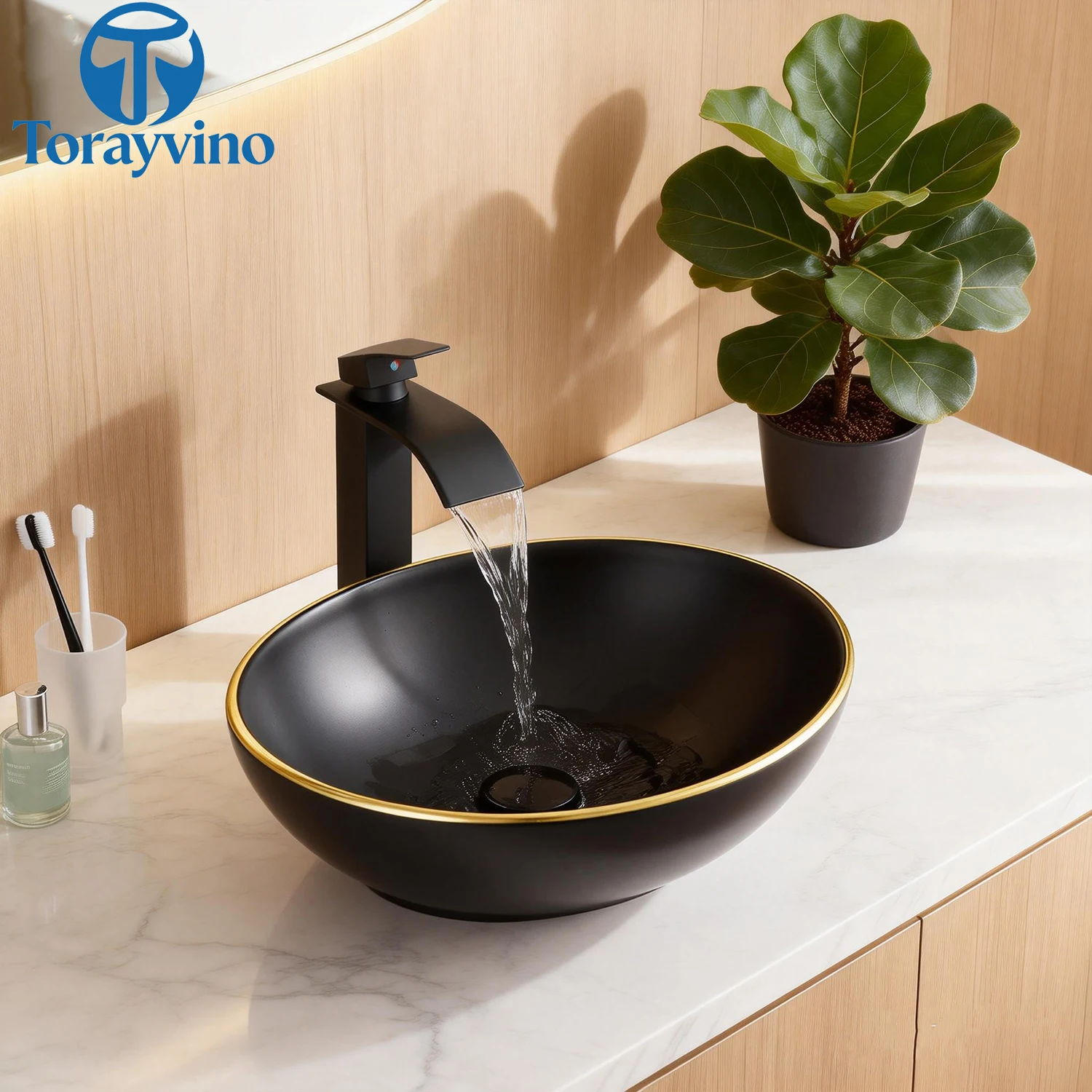 

Toratvino Современная раковина для ванной комнаты, керамический умывальник, раковина, чаша, столешница, ванная комната Vainty с набором смесителей для смесителей с водопадом