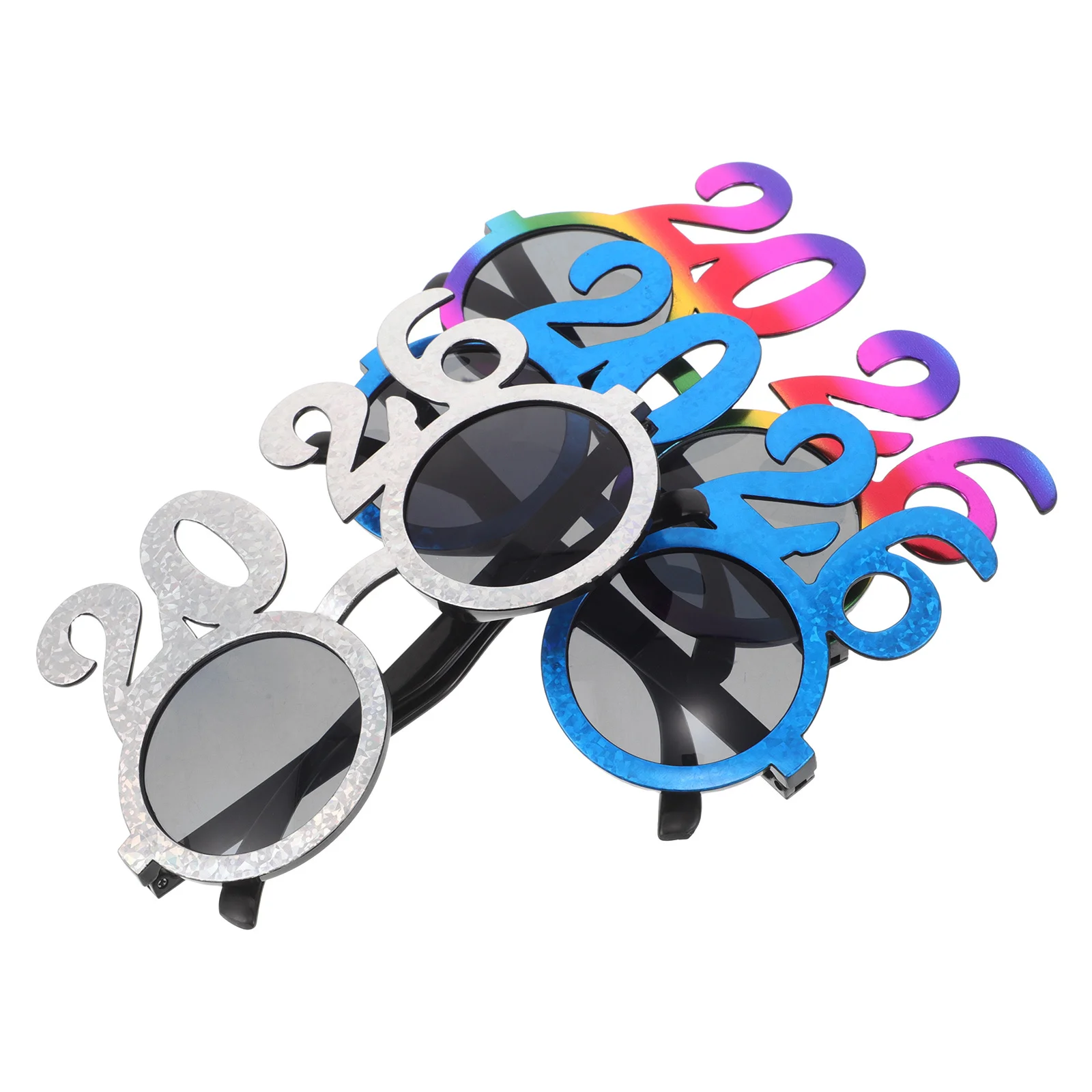 

3Pcs New Year Party Glasses Unique Number Shaped 2026 Round Lens Lightweight Christmas and Nye Photo Props Fun Eyewear