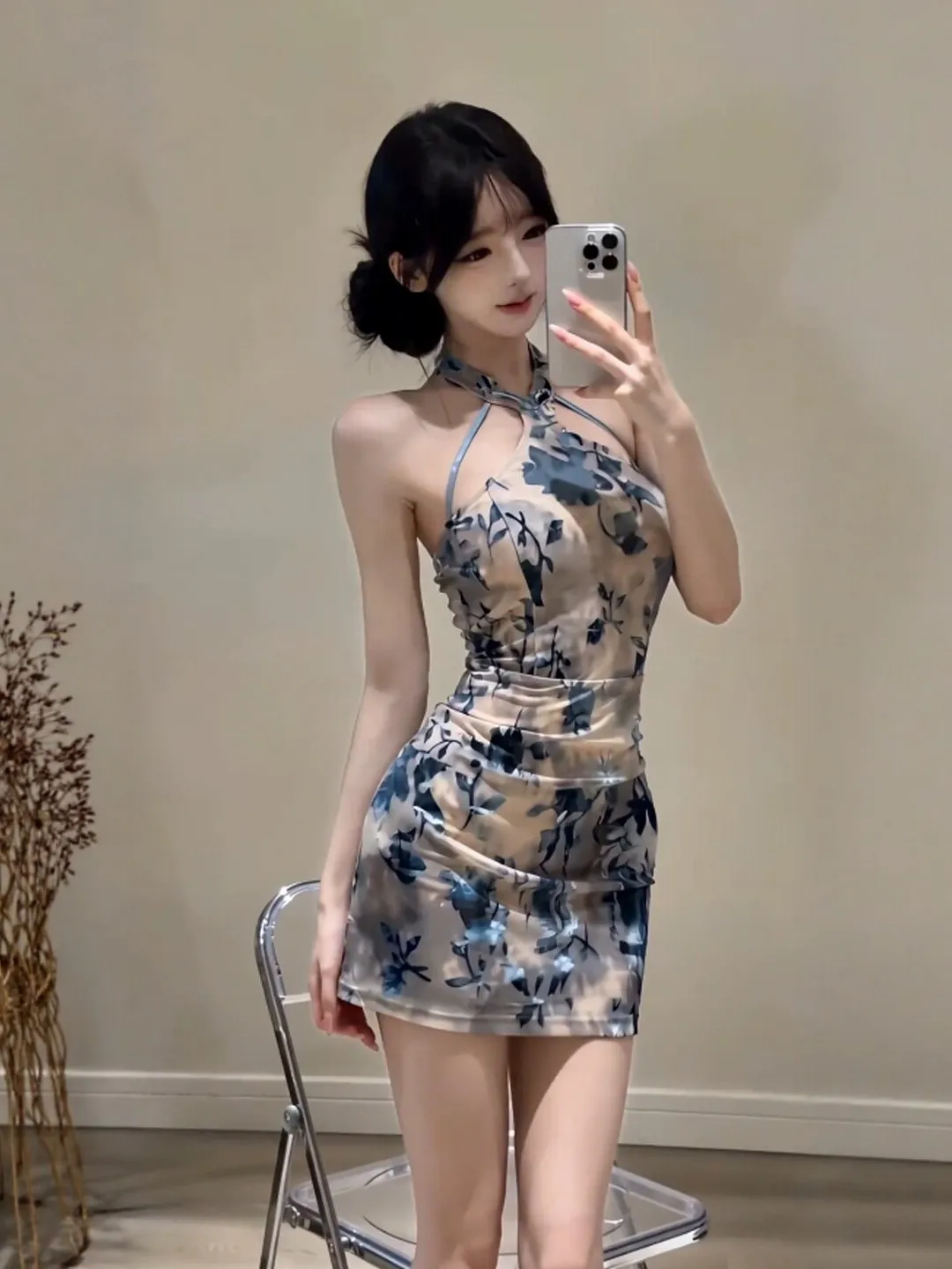 

Новое сексуальное короткое платье-ципао в китайском стиле, облегающее, с принтом, без бретелек, летнее, из смесового хлопка