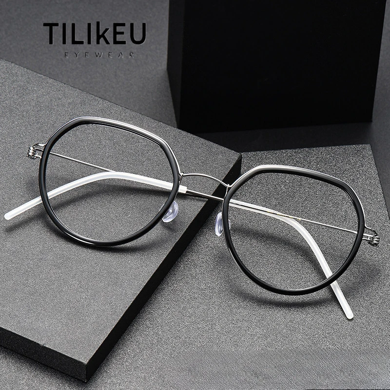 

Denmark Brand 6.7g Titanium Screwless Eyewear Prescription Eyeglasses Frame Men Women Retro Oval Myopia Korean Glasses Frame