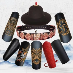 Hanfu Hat Bracer Armguards For Men Ancient Hanfu Bracer Men's Hat Flat Top Eaves Hat Chinese Ming Dynasty Cosplay Accessories