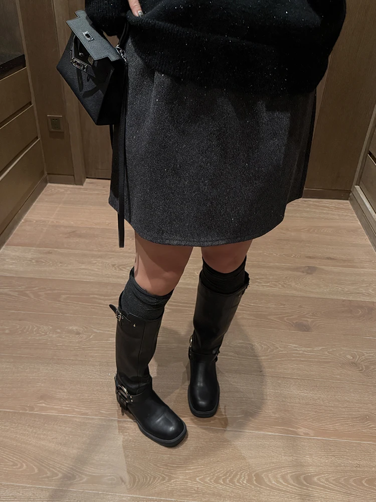 

Блестящая юбка с завышенной талией для полных женщин, утягивающая, с эффектом осветления, зимняя модная женская юбка