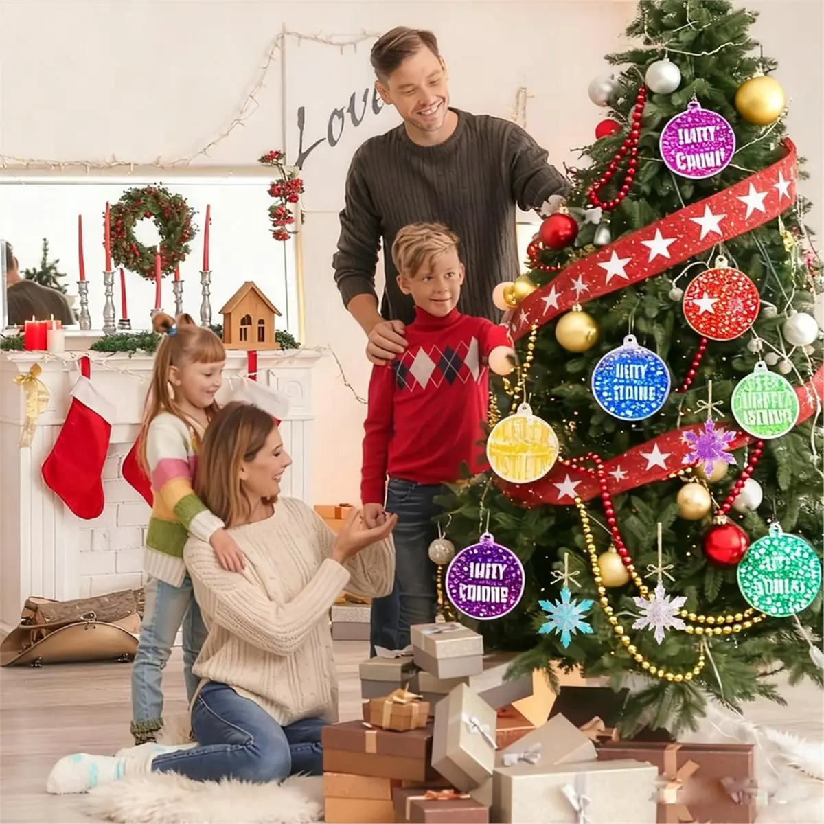 【BAAQ】 5pcs Christmas Resin Molds Silicone, Coaster Mold with Hole for Epoxy Resin,Christmas Tree Pendant Home Decoration