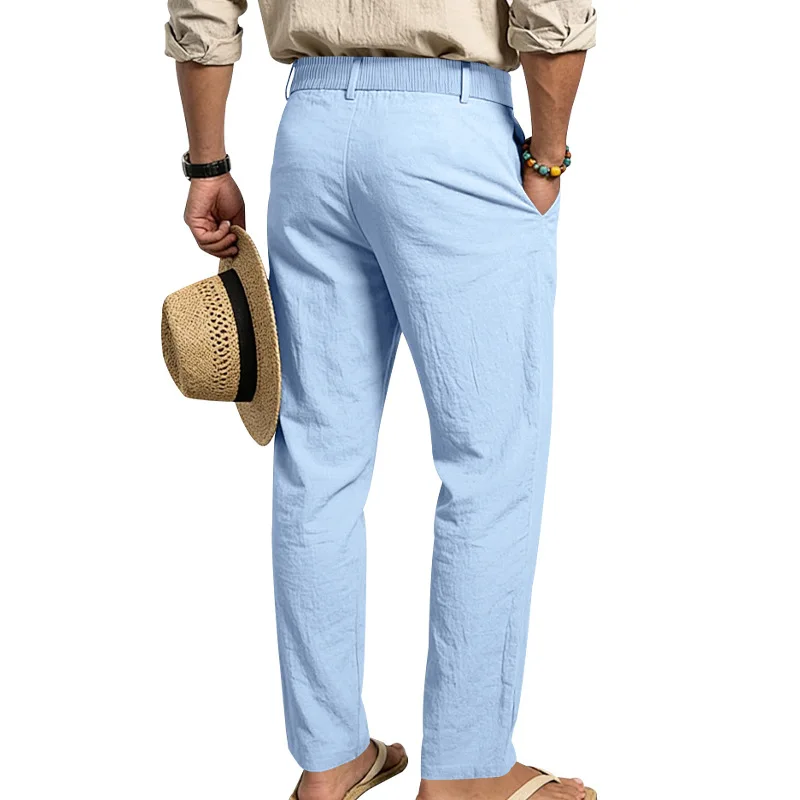Grenzüberschreitende italienische Neapolitaner Gorger Old Money Style Herren Freizeithose aus Leinen im Commuter-Stil – Detail 16