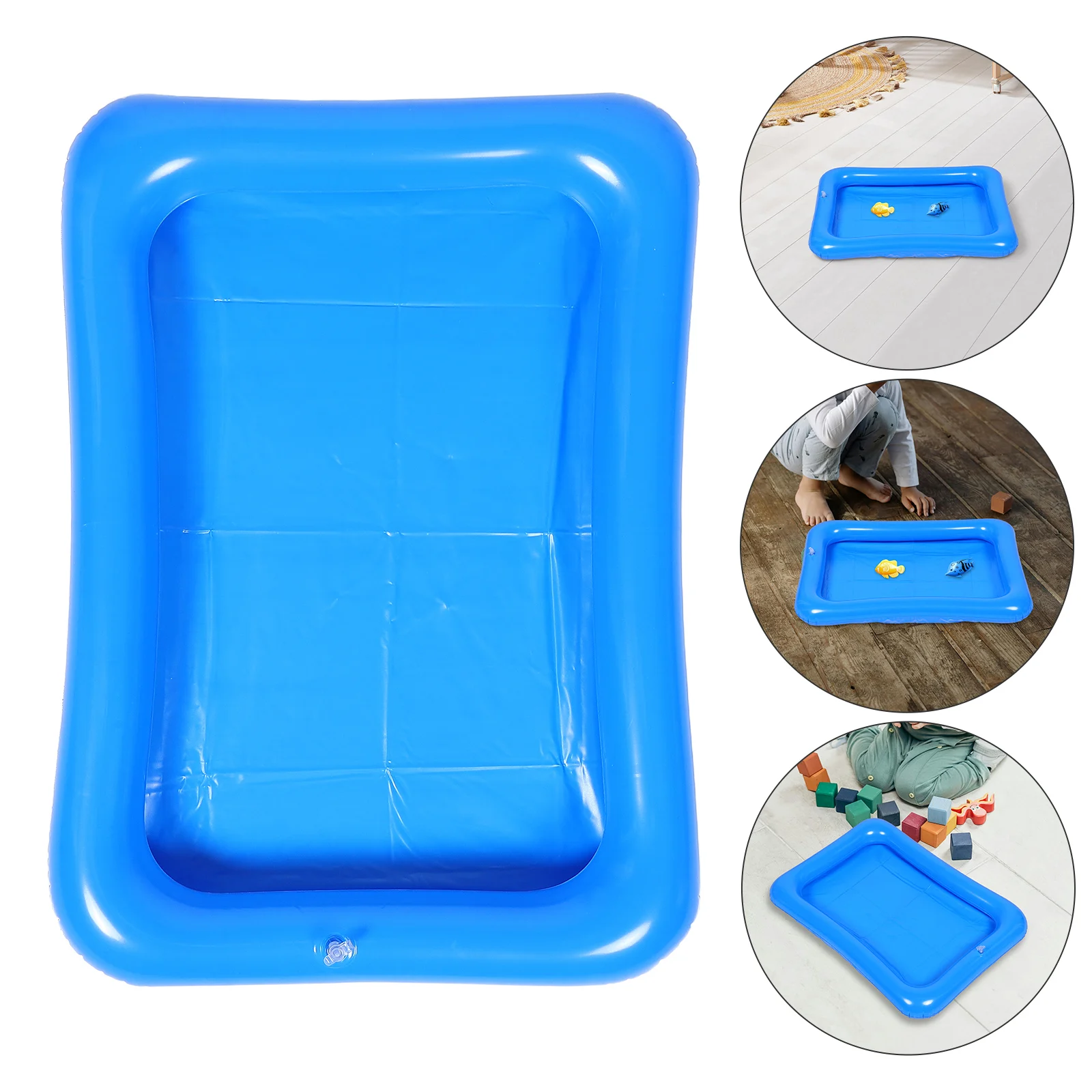 4 Pcs Kids Swimming Pool Inflatable Fishing Beach Party Sand Tray Toy Outdoor Mini Drinks Holder Blue Enflatable Child