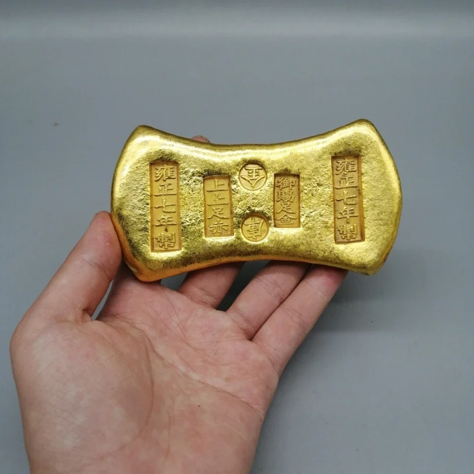 Gold Ingot Solid Pure Copper Four the Study, Brass Calligraphy Supplies Press Paper Brush Measure Chinese Style Copper Ingot