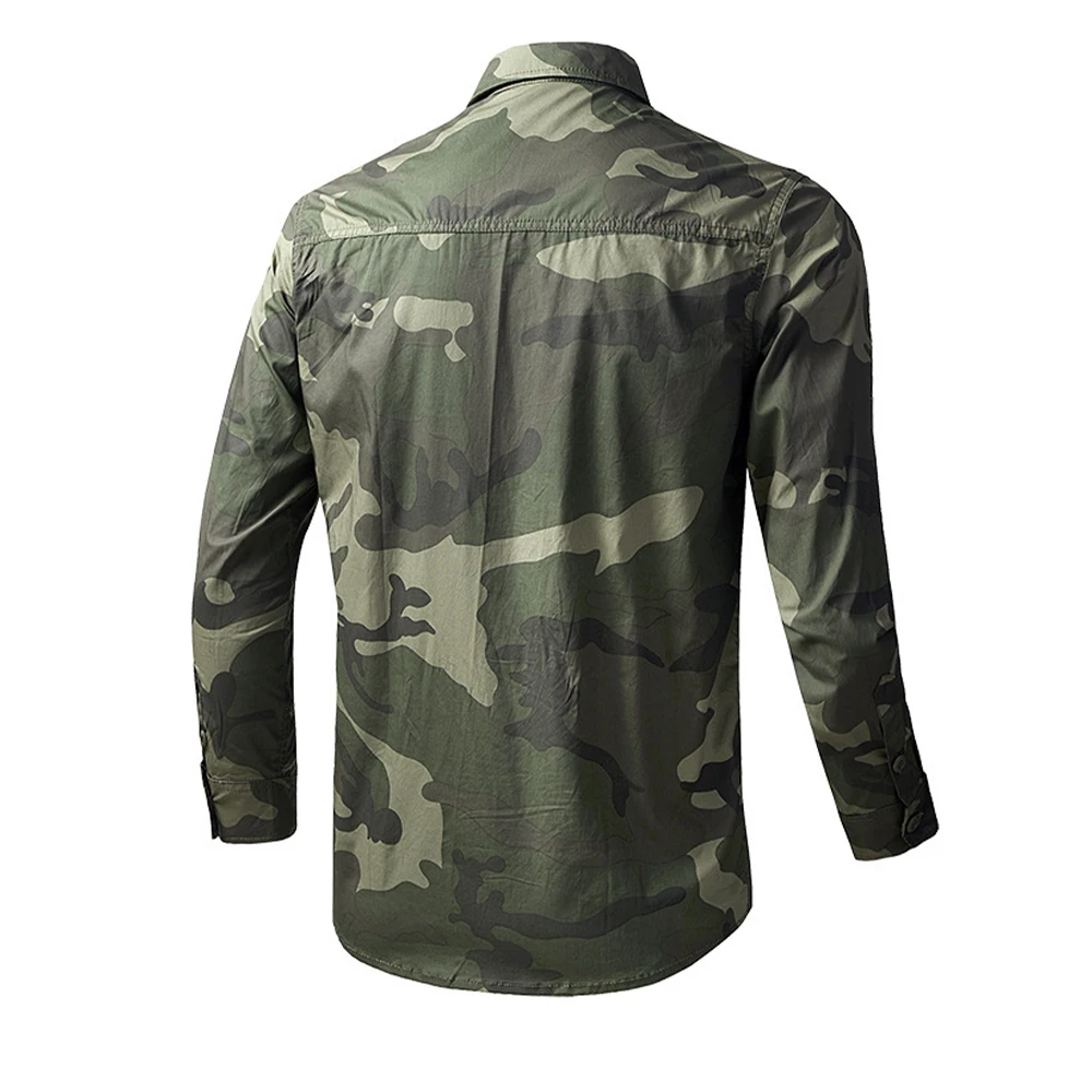 New Camouflage Cargo Shirt for Men 100% Cotton Multi-Pocket Shirts High Quality Militar Overshirt Outdoor Casual Colthing