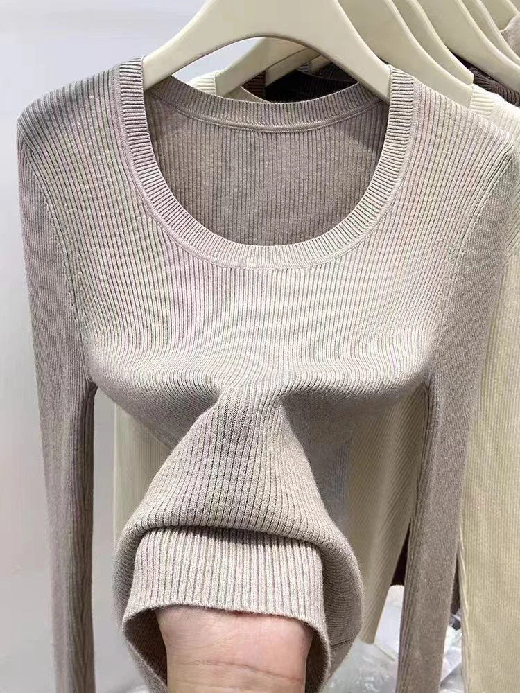 

Sweater Women Pullover Slim Long Sleeve Knitted Top Solid Basic Knit Pull Casual Knitwears Sweaters Autumn Winter Ladies Clothes