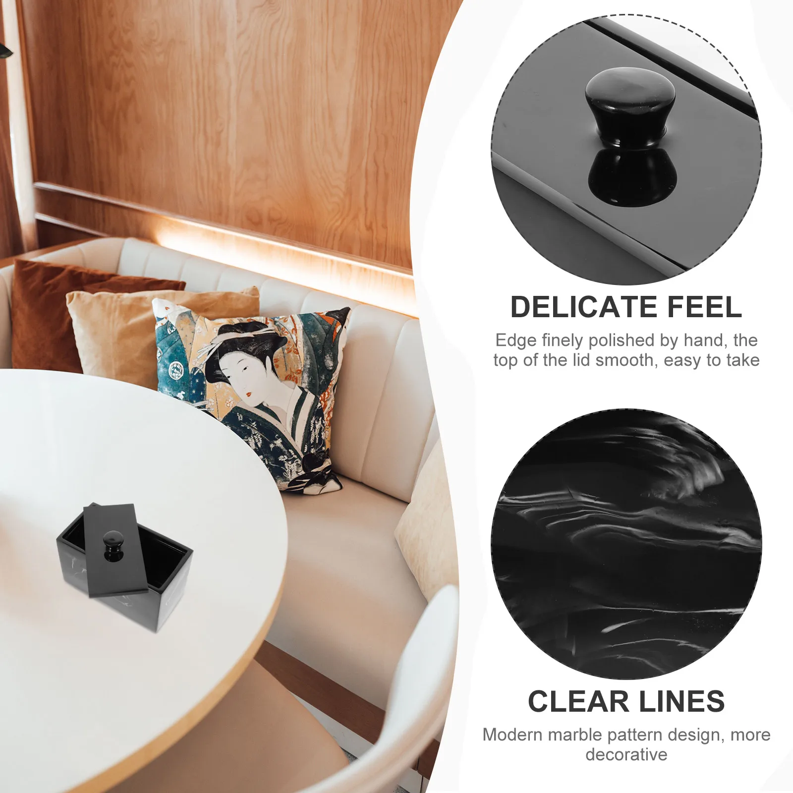 

Desktop Resin Cotton Pad Holder with Lid Storage Case for Makeup Tools Nail Art Supplies Eyelash Jewelry Small Parts Organizer