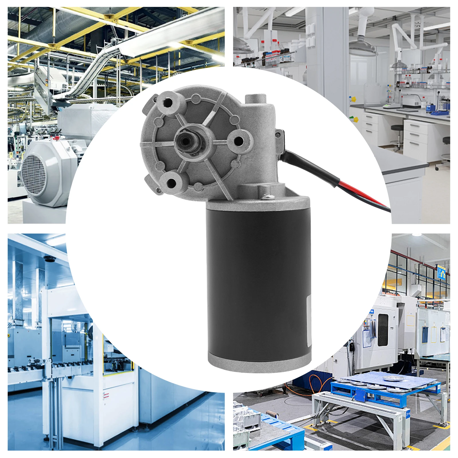 

Черный двигатель постоянного тока 24 В, 45 Вт, 220 об/мин, алюминиевый электрический червячный мотор-редуктор для рекламы, офисного сценического освещения