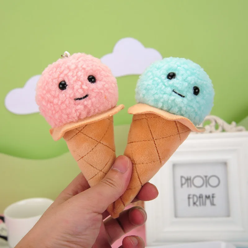 

Creative Fashion Cute Ice Cream Plush Doll Toy Keychain Cone Pendant Ice Cream Women's Schoolbag Ornaments Children's Gifts