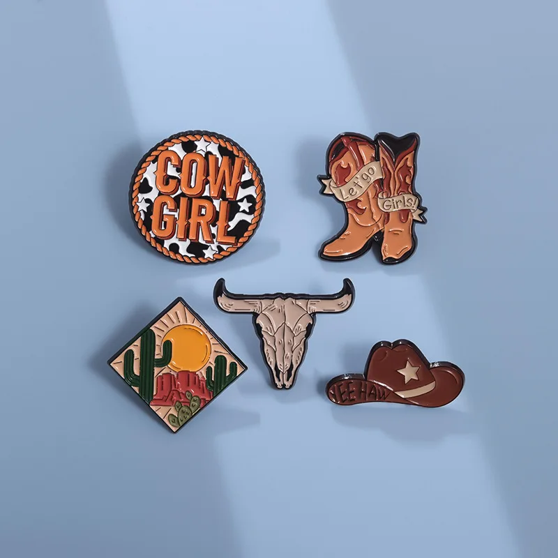 COW GIRL Enamel Pins Cool Girl Let Go Brooches Lapel Backpack Badges Punk Gothic Decoration Jewelry Gift for Friends
