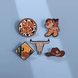 COW GIRL Enamel Pins Cool Girl Let Go Brooches Lapel Backpack Badges Punk Gothic Decoration Jewelry Gift for Friends